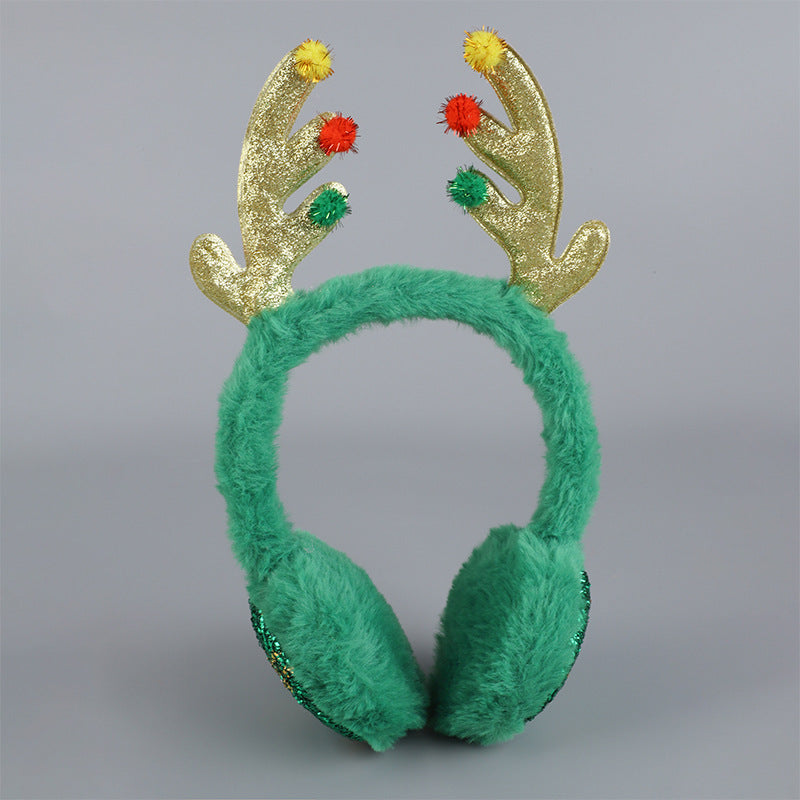 Wholesale Christmas Antlers Foldable Winter Thick Warm Plush Students Go Out To Protect The Cold Ear Warmer
