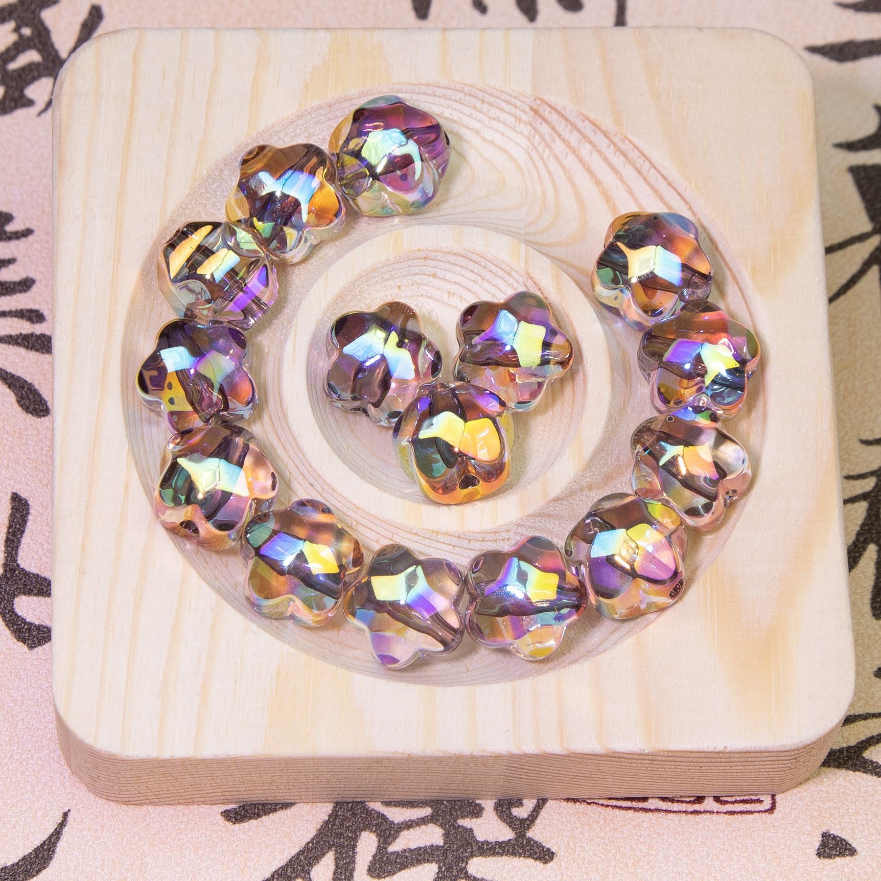 Wholesale 10pcs Faceted Plum Blossom Beads Cold Moon Transparent Loose Beads