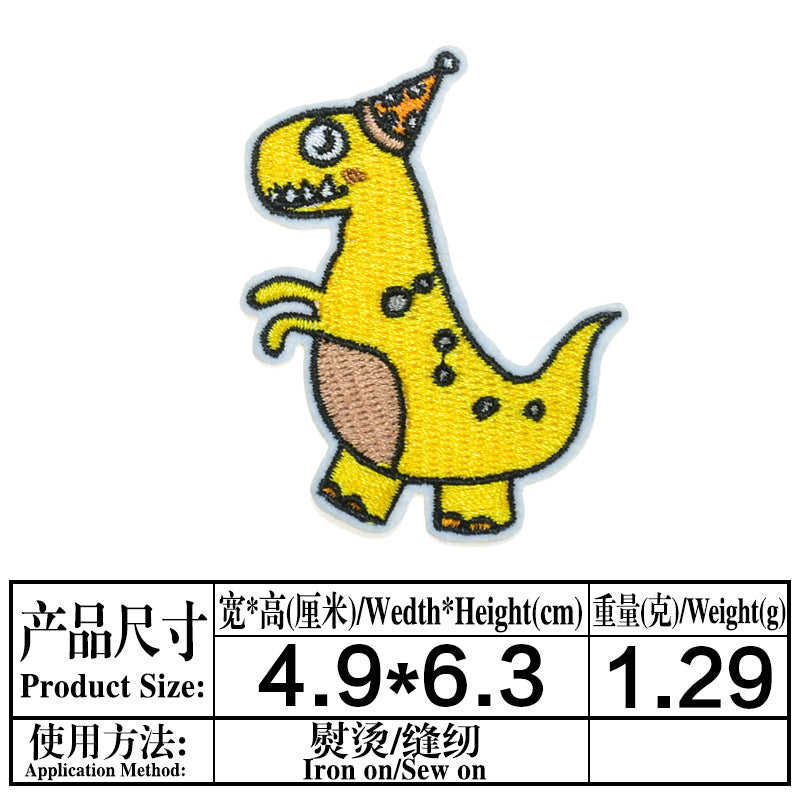 Wholesale Stylish Dinosaur Twill Embroidered Patch Iron On Applique For DIY Clothing And Bag Decoration