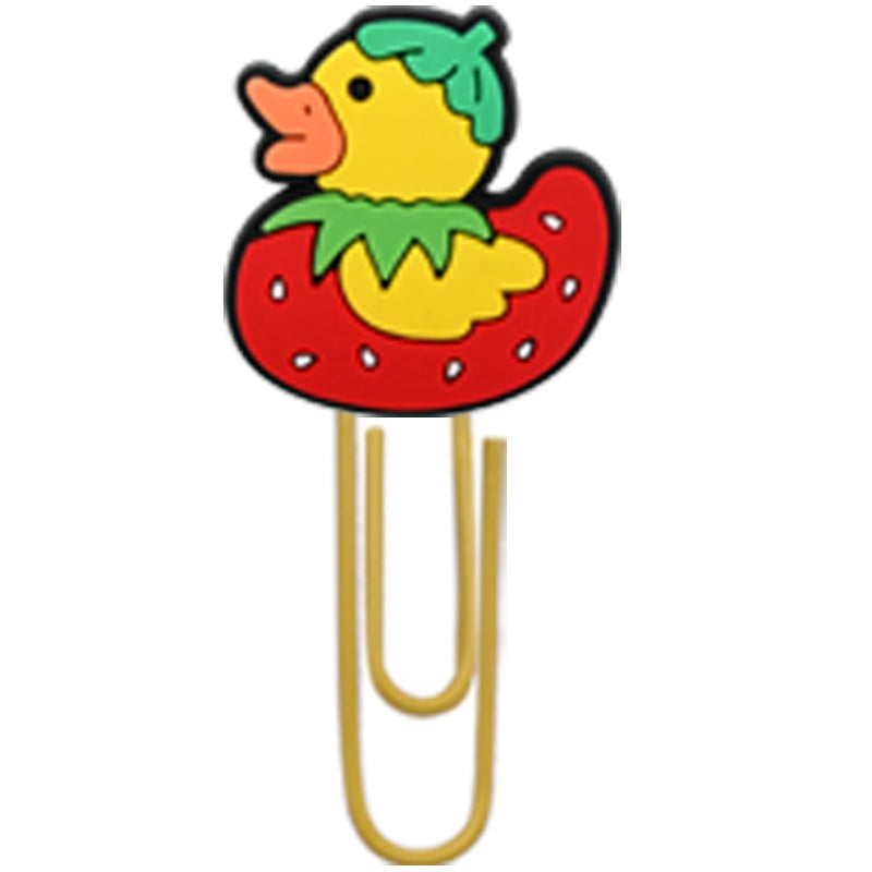 Wholesale Random 50pcs Little Yellow Duck Metal Soft Rubber Paperclip Bookmarks