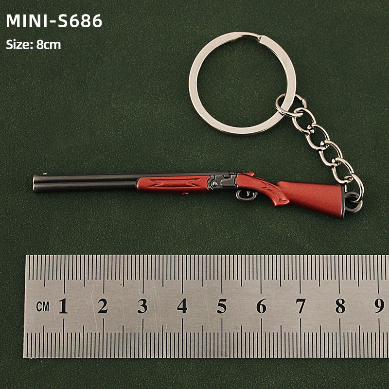 Wholesale Mini Metal Gun Model Keychain P90 S686 Dp-28 Alloy Pendant Small Decorative Toy Office Culture Metal Crafts