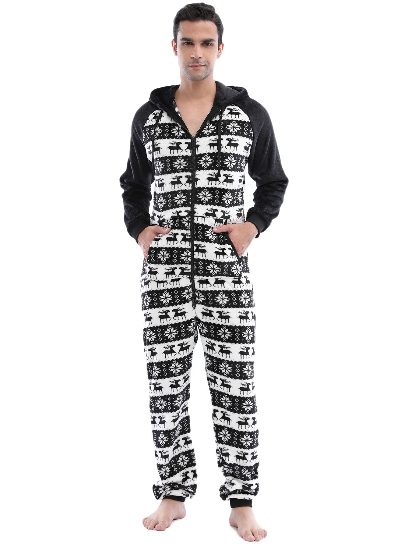 Wholesale Men's Flannel Christmas Halloween Jumpsuit Pajamas Lounge Wear