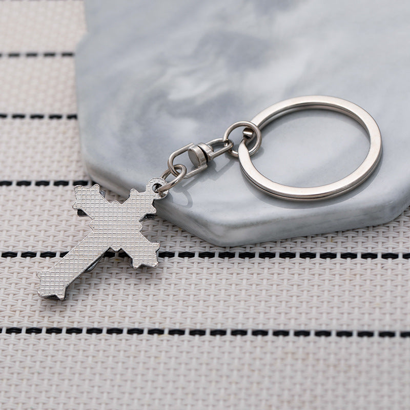 Wholesale Diamond Three-layer Stitching Cross KeyChain