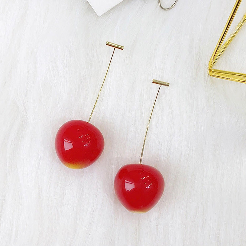 Wholesale long cherry creative design cute earrings