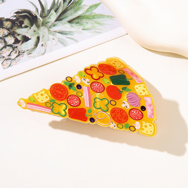Wholesale Fun Cartoon Food Hair Clips Croissant Burger Pizza Popcorn Design PVC Hair Claw Accessory Chic Everyday Styling And Gift