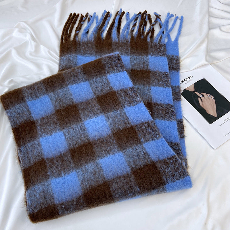 Wholesale Autumn and Winter Tassel Polyester Plaid Scarf