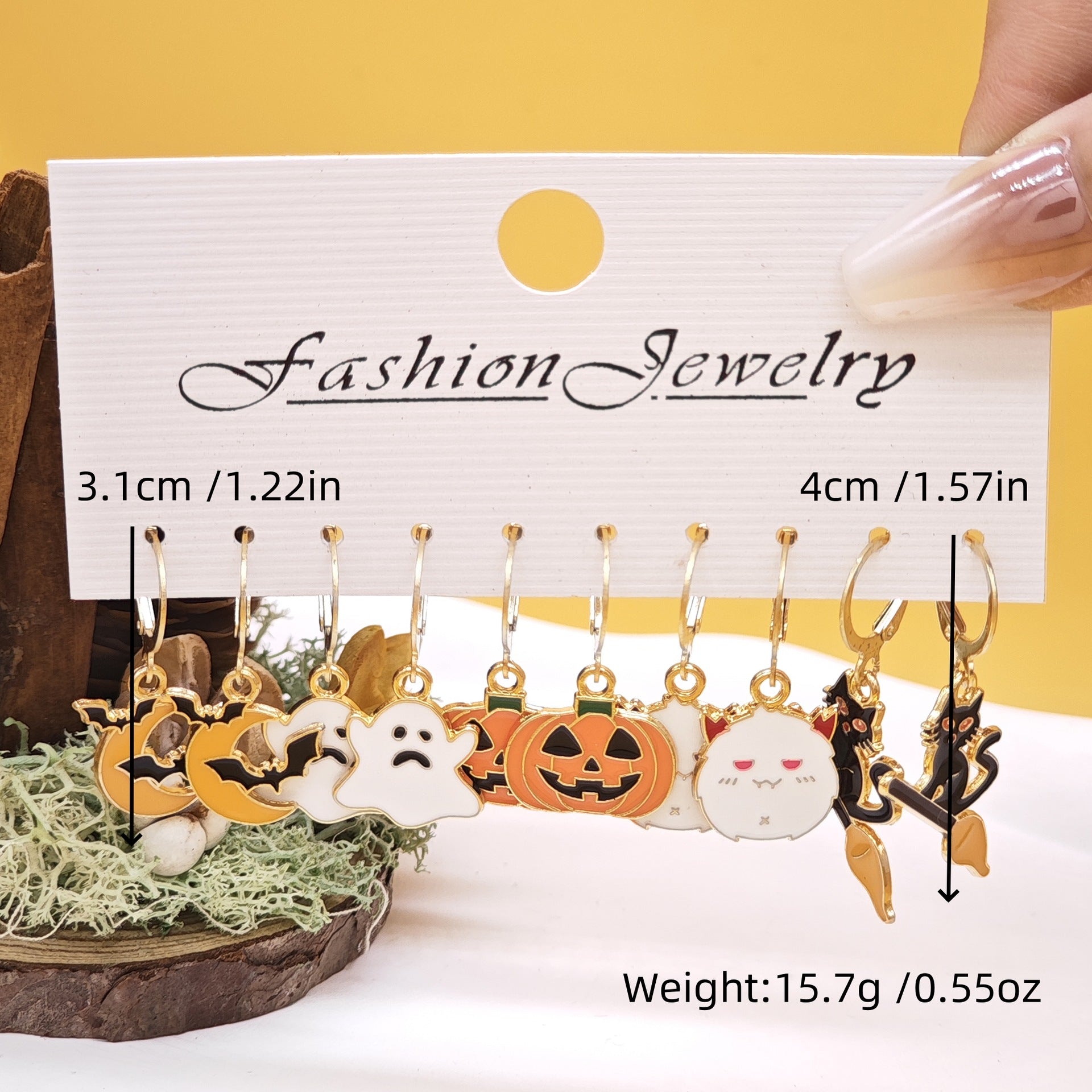 Wholesale 10pcs/set Oil Drop Halloween Creative Ghost Devil Pumpkin Set Earrings