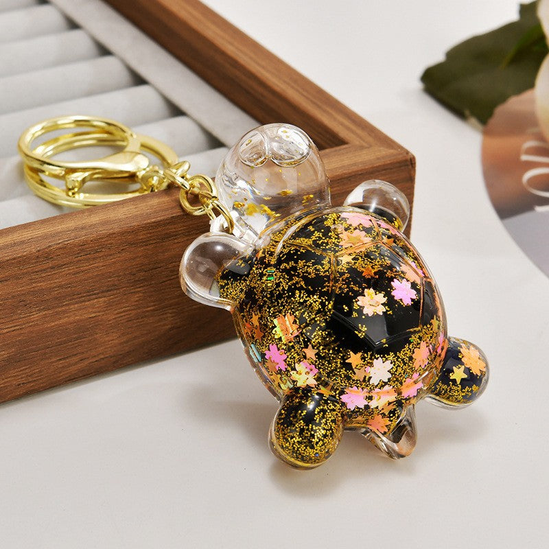 Wholesale Acrylic flowing sand turtle keychain