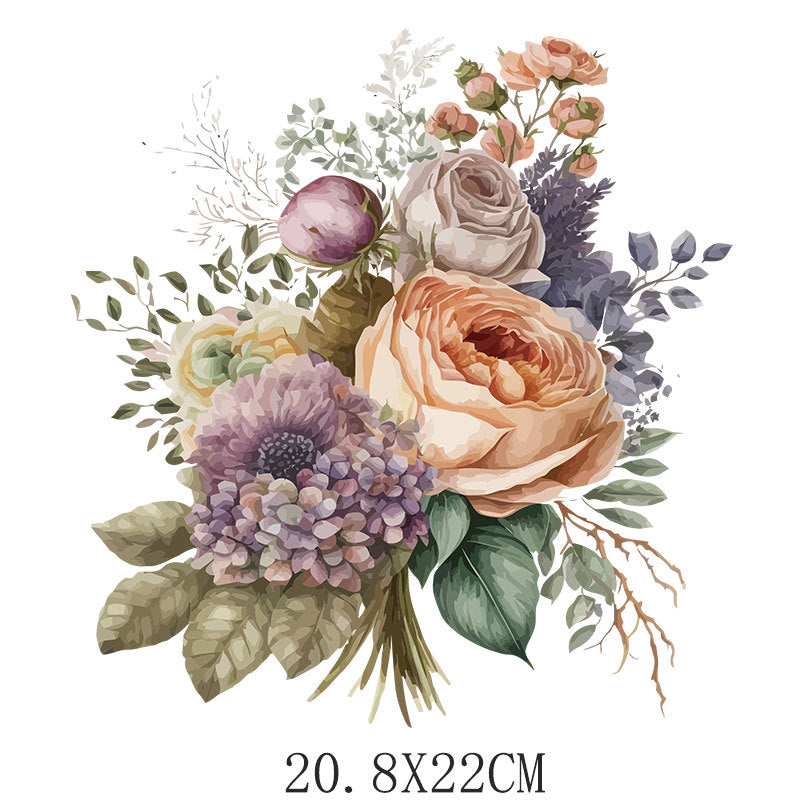 Wholesale 10pcs/pack Watercolor floral heat transfer appliqué clothing UV DTF Ready to Press Transfers Wraps