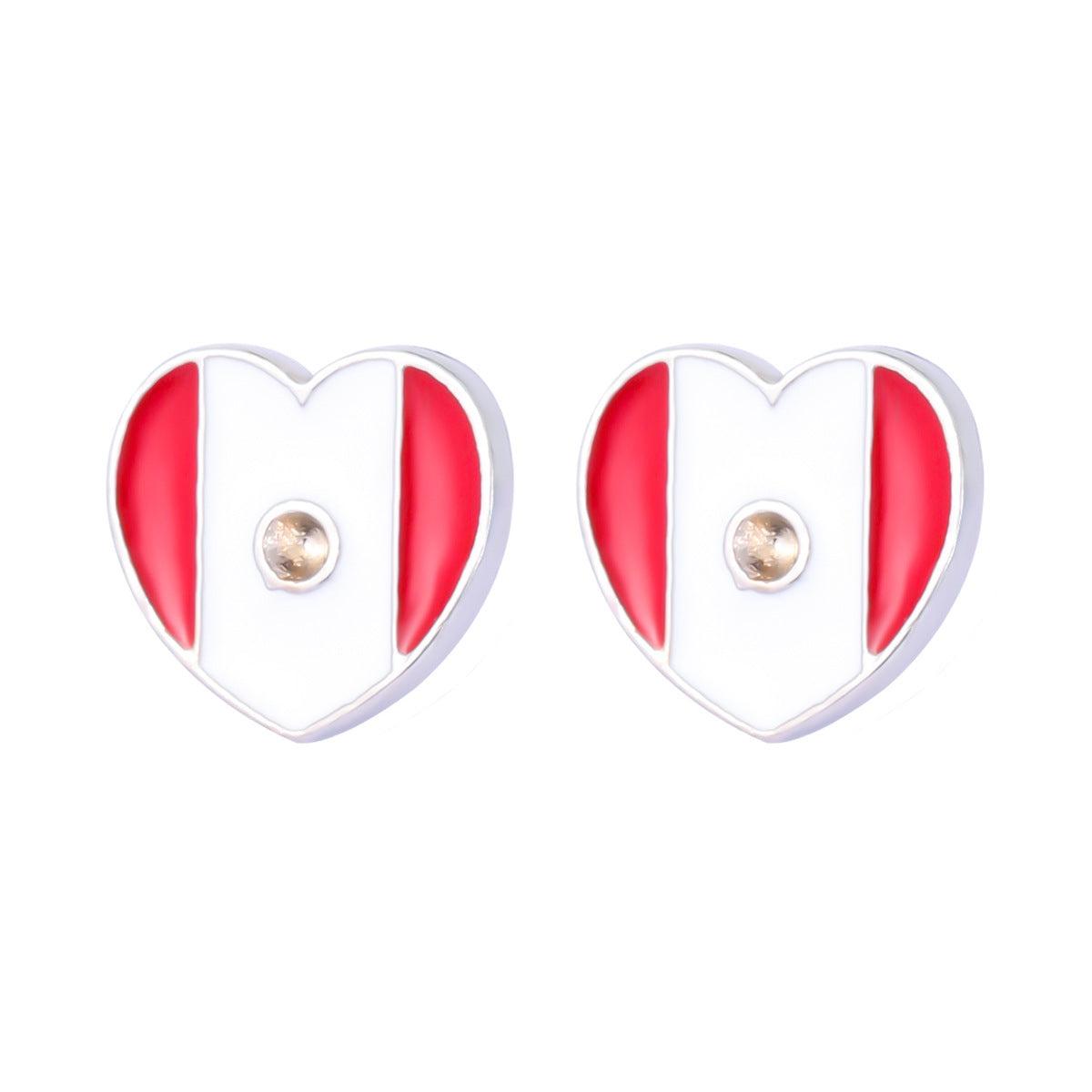Wholesale New Canadian Flag Earrings Zinc Alloy Dripping Oil Red Maple Leaf Earrings