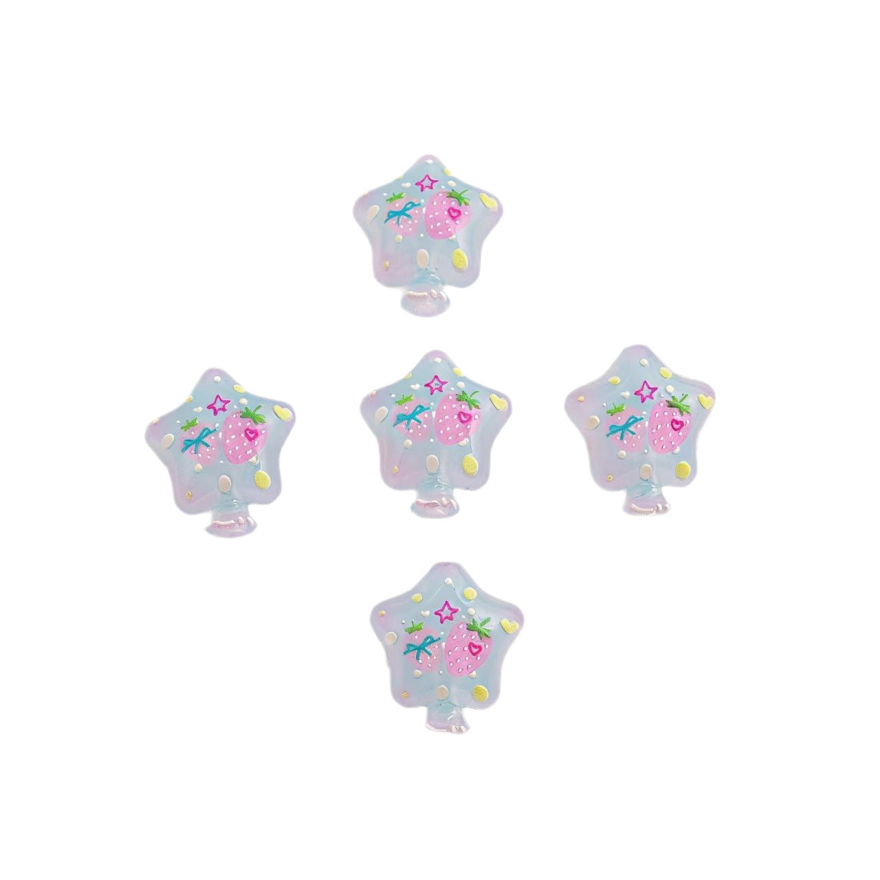 Wholesale 10pcs Cute cartoon star printed beads with straight holes OLY Exclusive