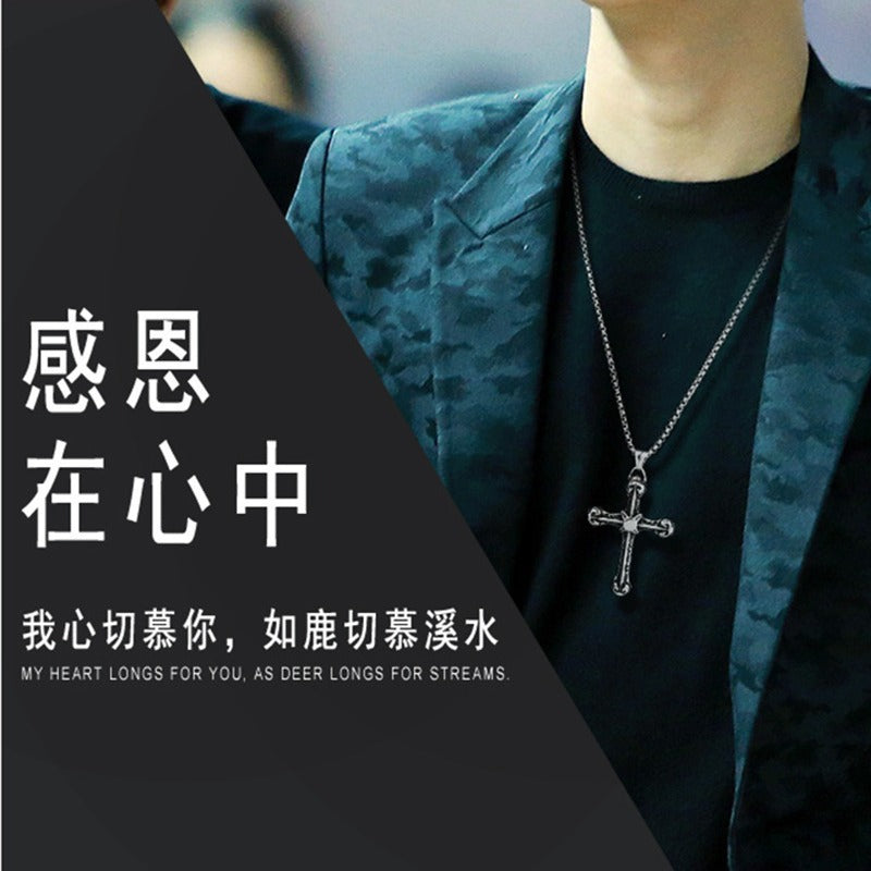 Wholesale Stainless Steel Lion Pillar Bullet Necklace for Men