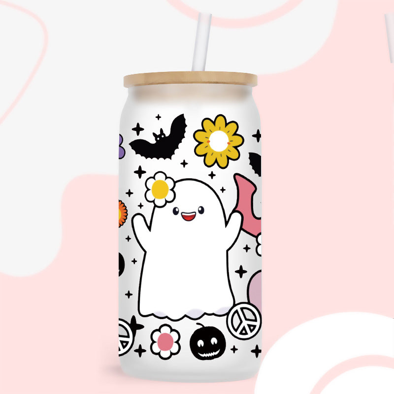 Wholesale Skeleton Ghost Halloween Series  16oz Cup UV DTF Wraps