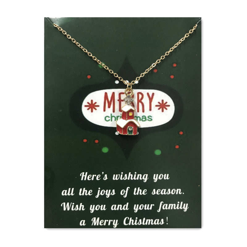 Wholesale Christmas Tree Pendant Card Necklace Clavicle Chain