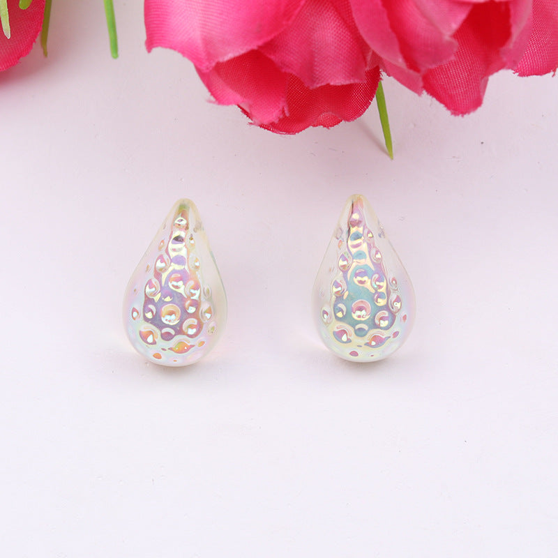 Wholesale Retro High-end Water Drop Acrylic Color Hammered Earrings