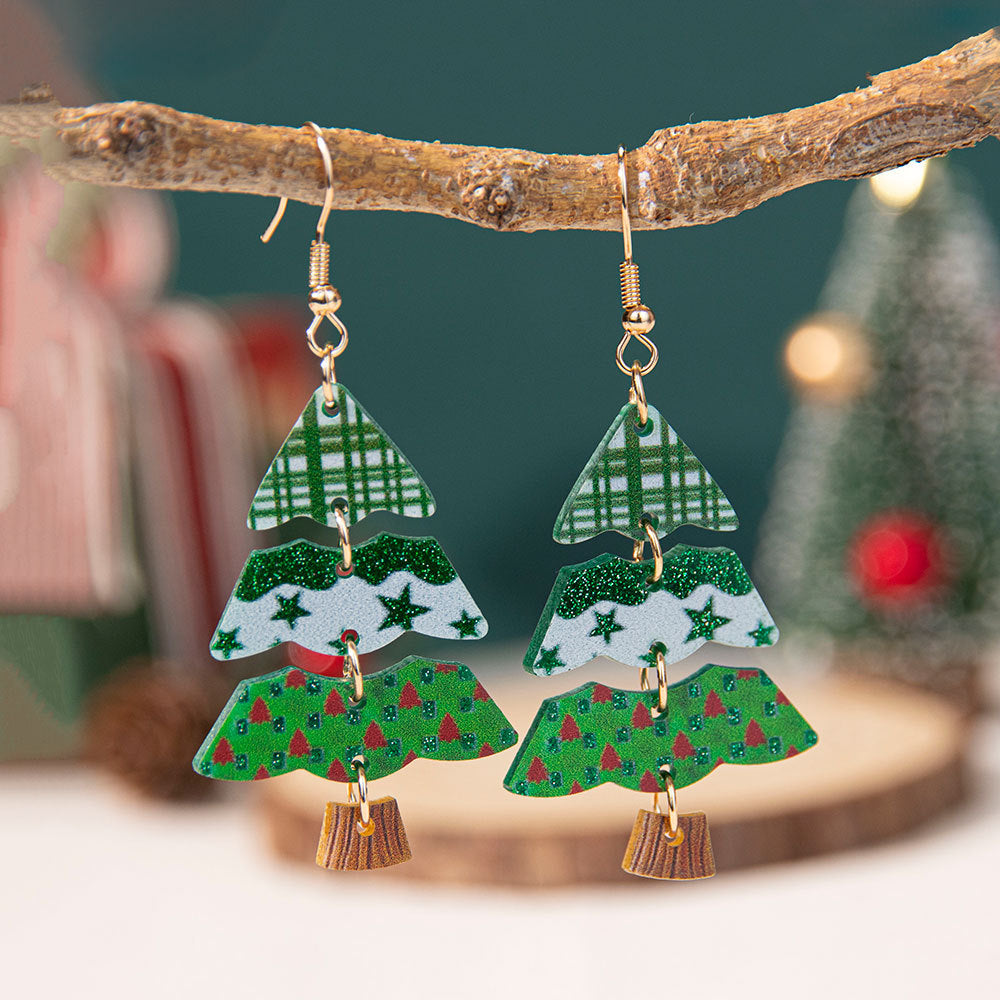 Wholesale Christmas gradient color earrings
