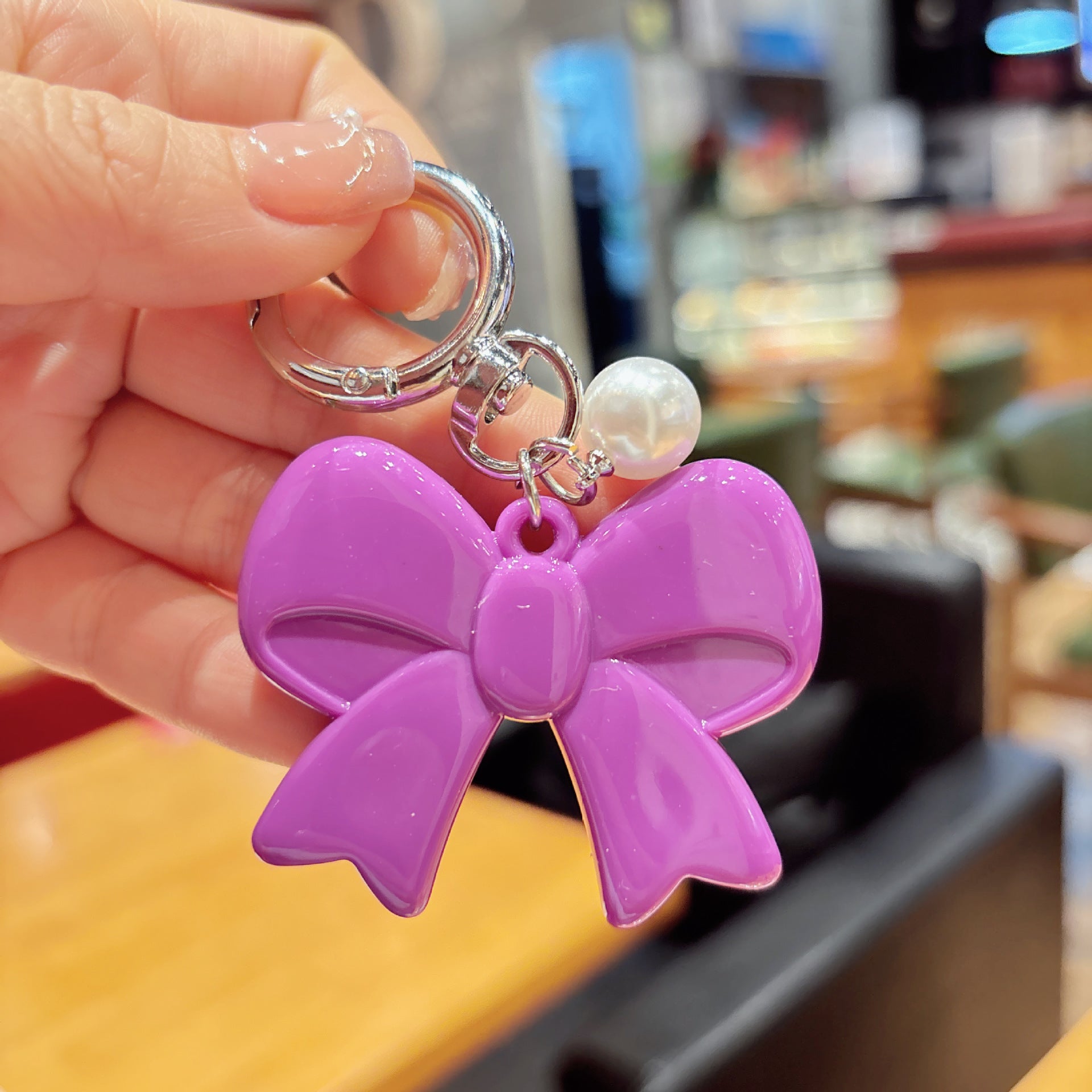 Wholesale Sweet Pink Butterfly Bow Acrylic Keychain Phone Charm Fashion Accessory Boutique Resale Gift