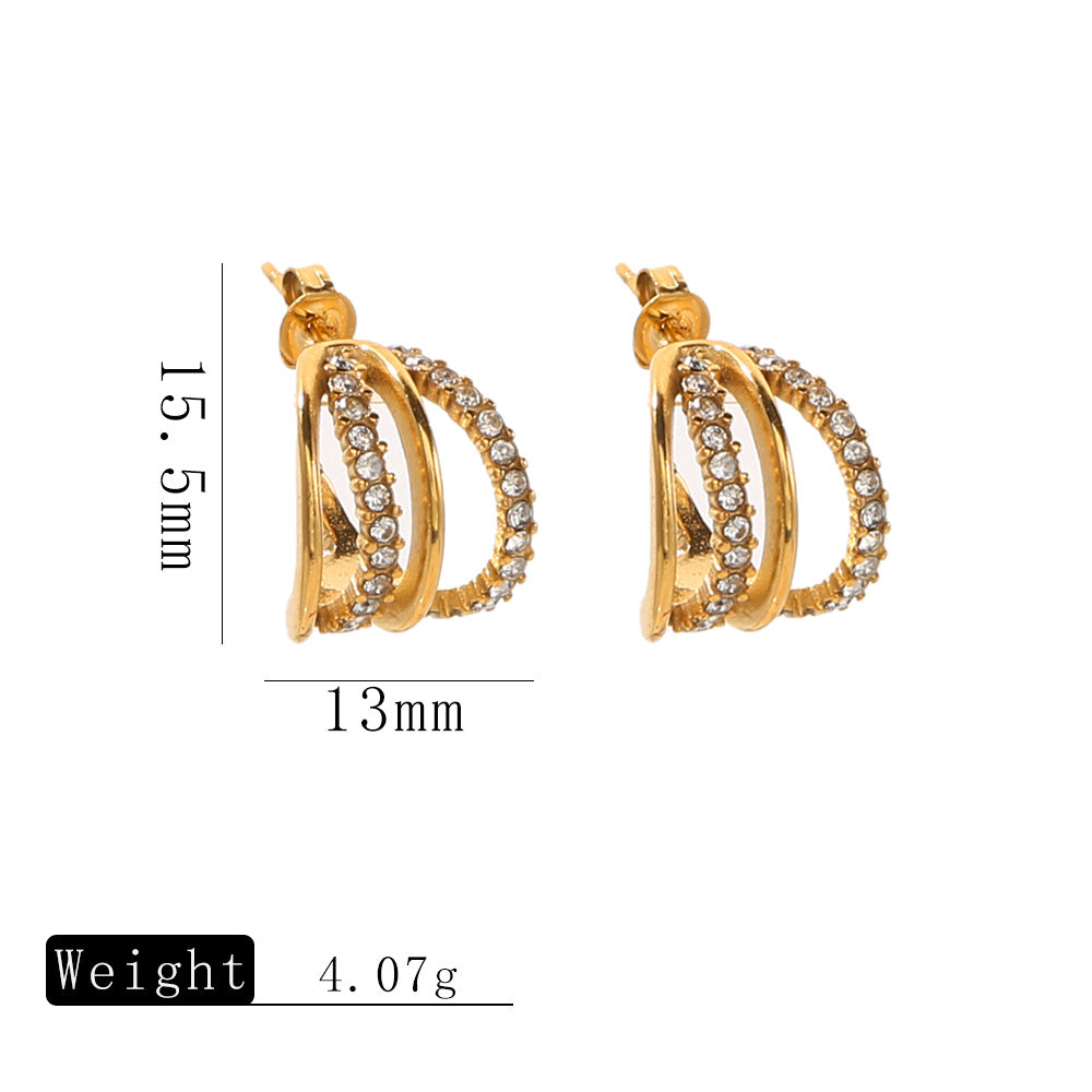 Wholesale Titanium Alloy Gold-Colored Earrings Luxury Style