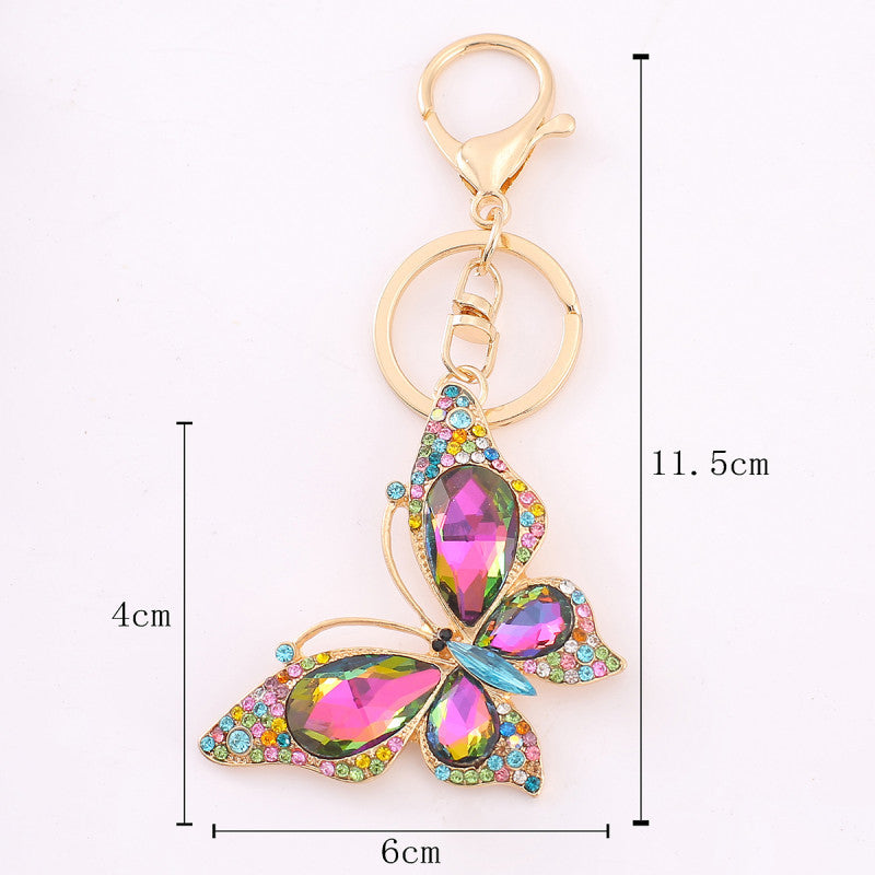 Wholesale Colorful Diamond Hollow Butterfly Metal Keychain