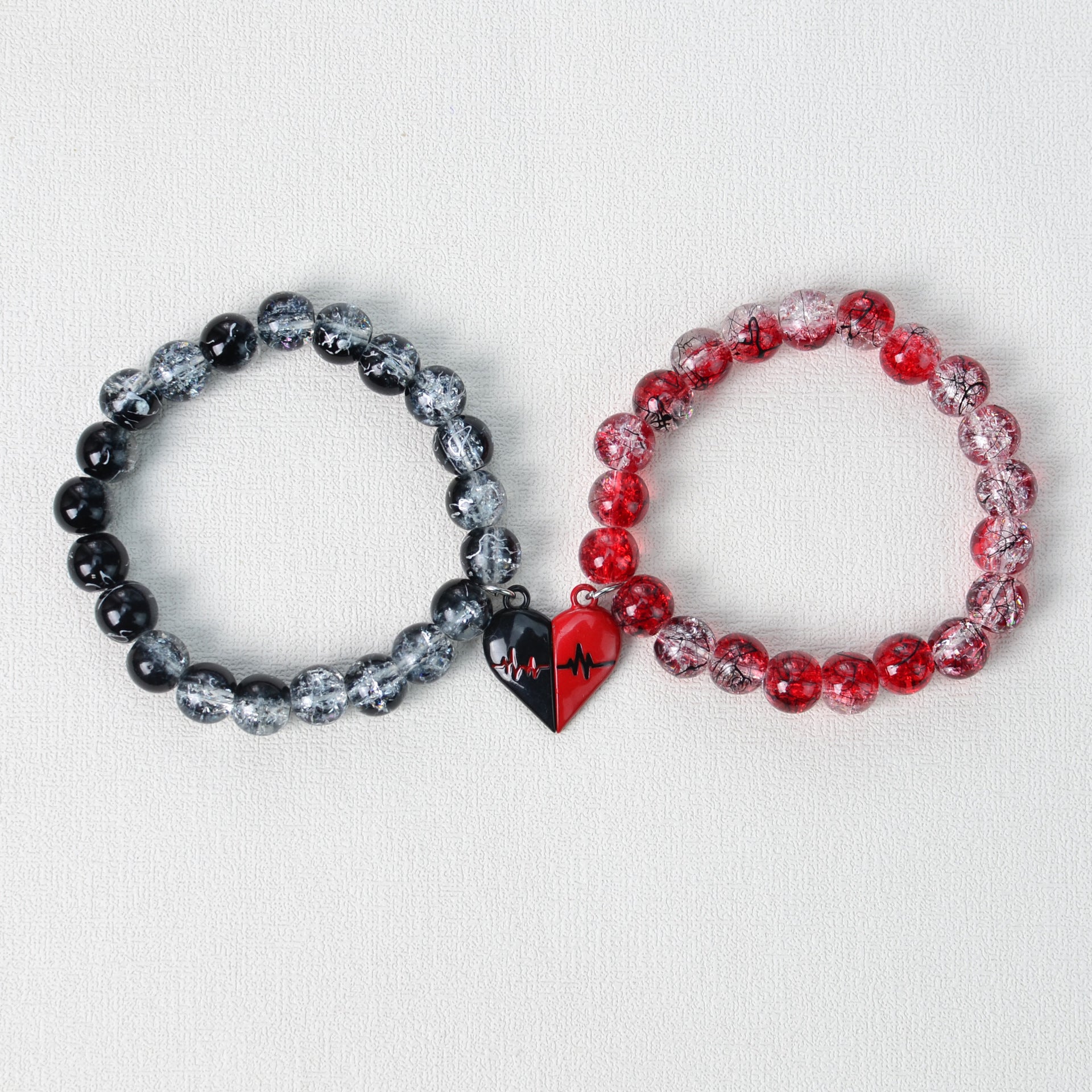 Wholesale 8mm Jade-Like Double-Layer Explosion Glass Straight Hole  Bracelet