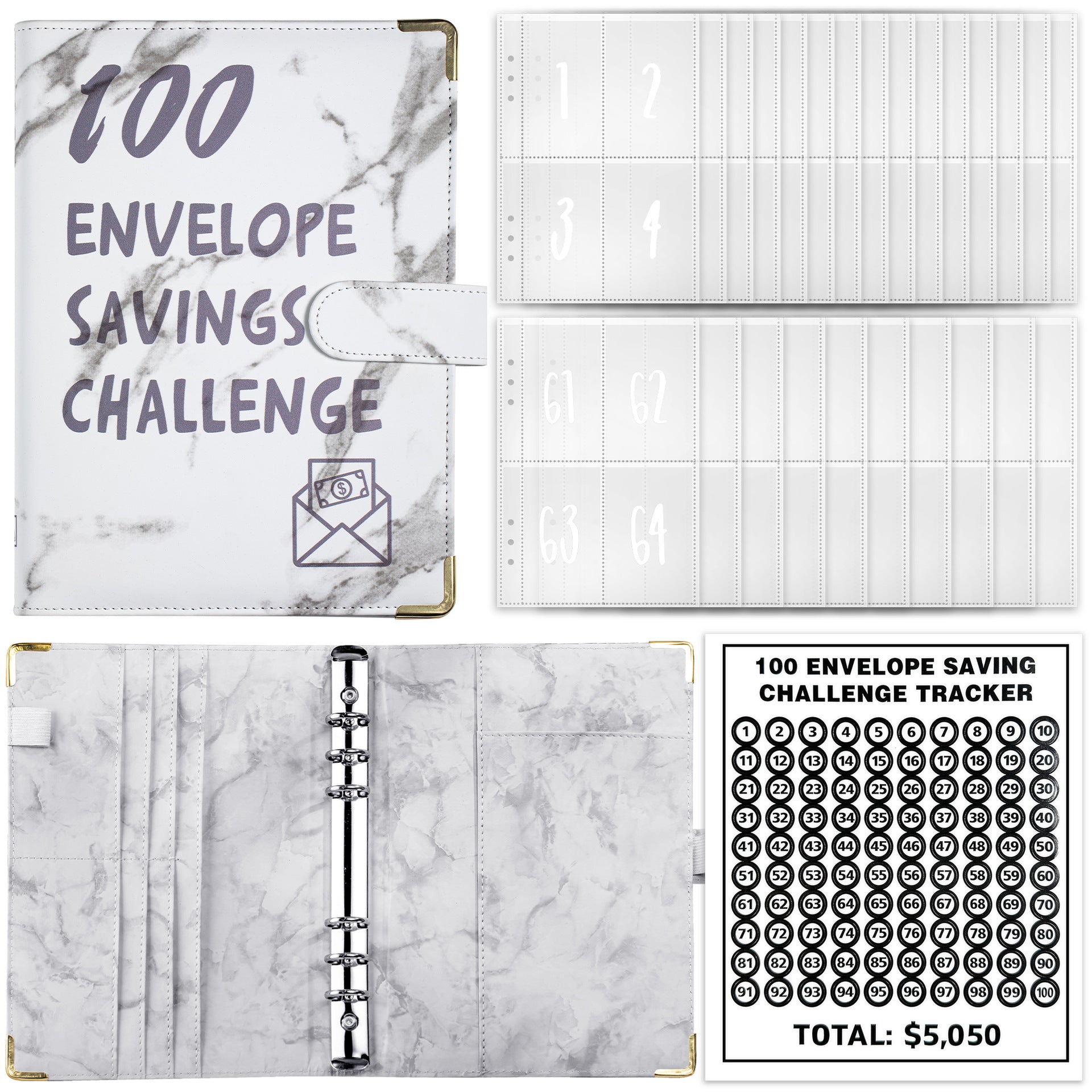 Wholesale 100 Envelope Challenge Couple Loose Page Savings Notebook