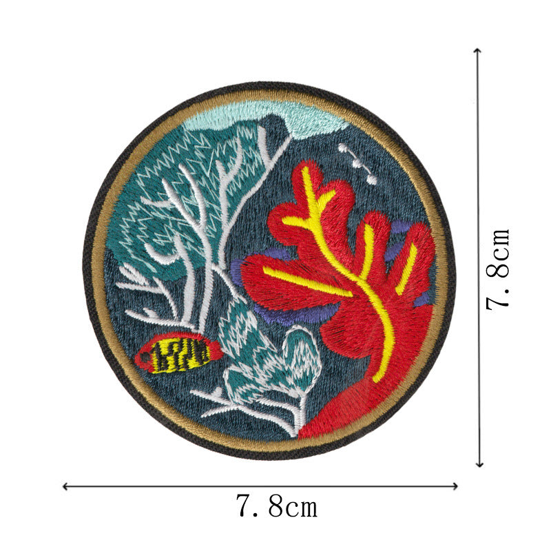 Wholesale Cartoon Seahorse Iron On Patches 9 Piece Embroidered Ocean Life Decorative Applique For Clothing