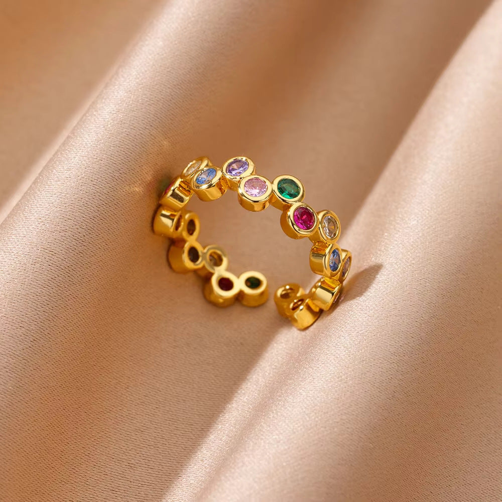 Wholesale Gold Stainless Steel Fashionable Lip-Shaped Flower Ring
