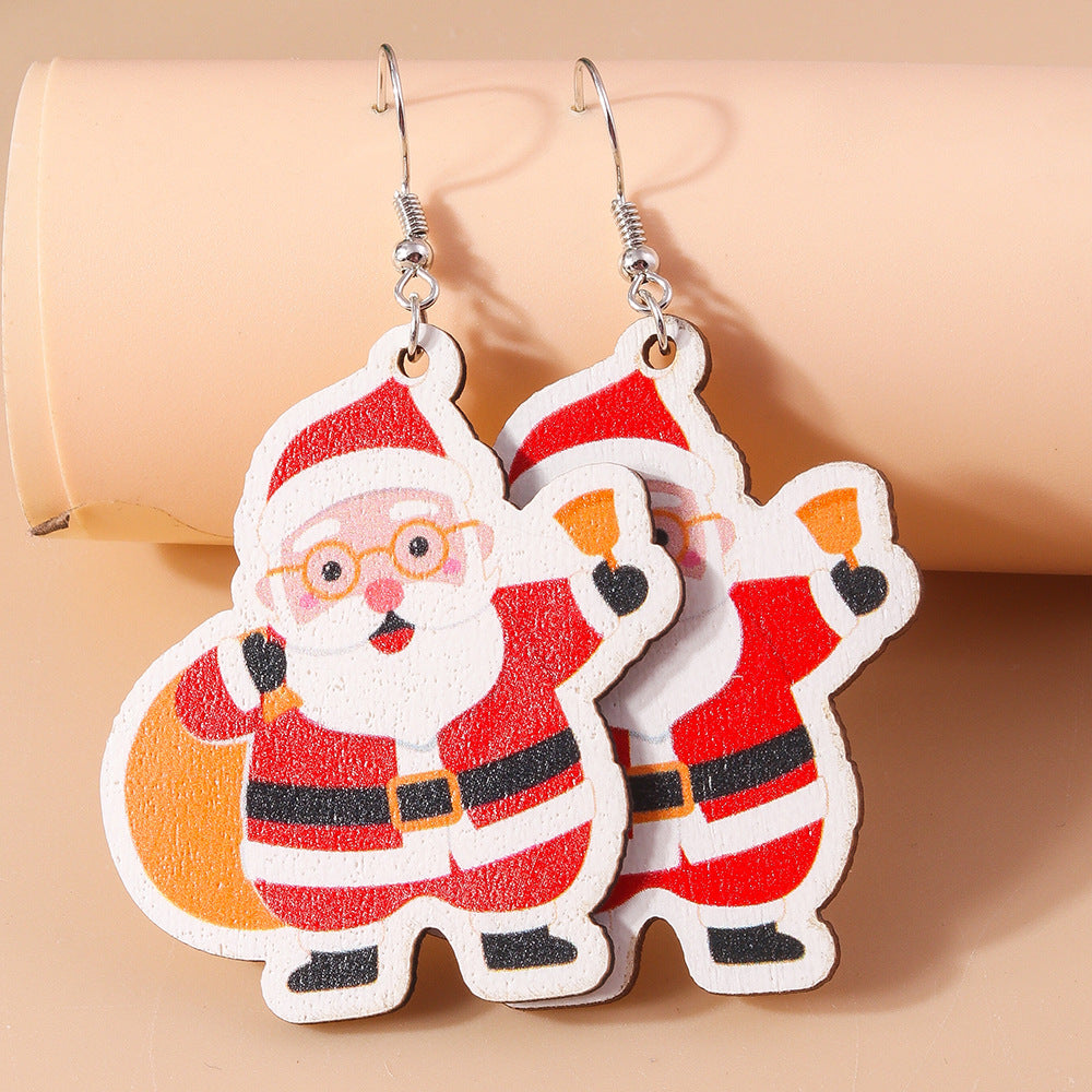 Wholesale Christmas Earrings Cartoon Creative Cute Santa Claus Snowman Plastic Earrings