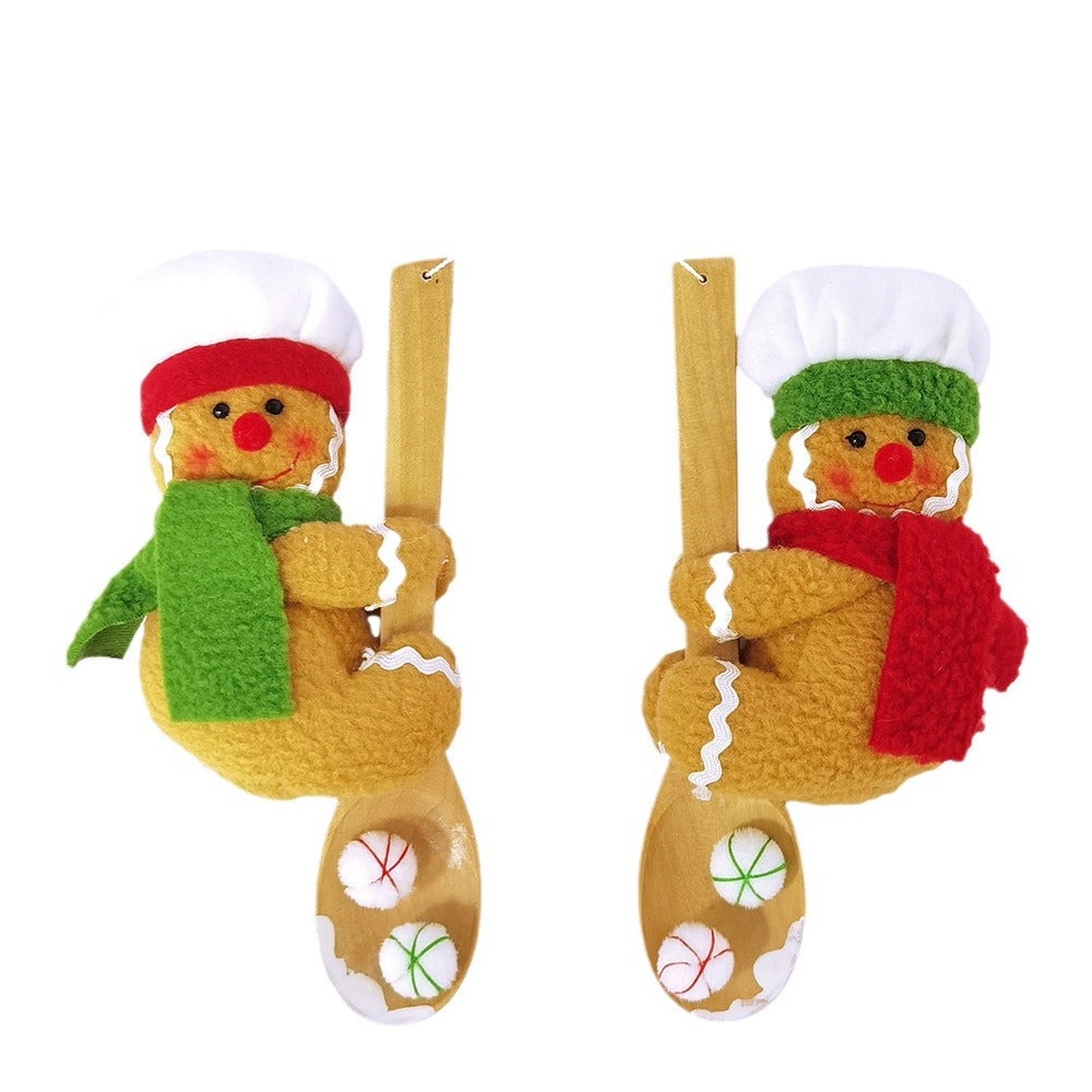 Wholesale  3pcs/pack New Christmas Tree Pendant Small Soup Spoon Gingerbread Man Window Decoration