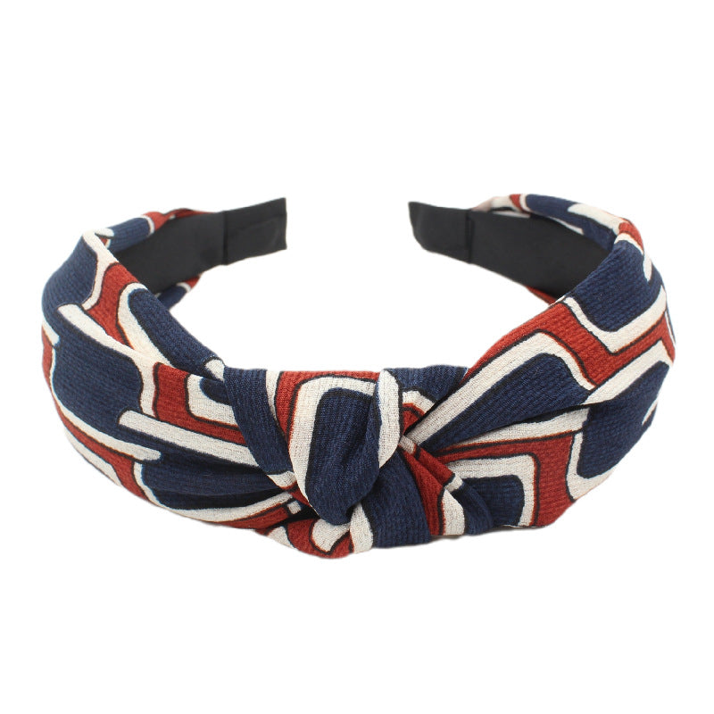 Wholesale Cross Pattern Knot Fabric Wide Edge Headband