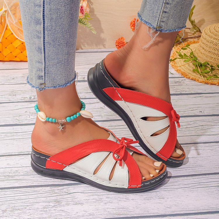 Wholesale Bow Summer Versatile Comfortable Loophole Roman Shoes