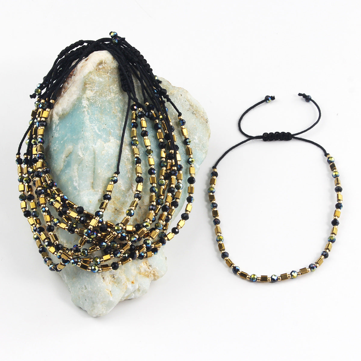 Wholesale Hand-woven simple geometric crystal beaded bracelet