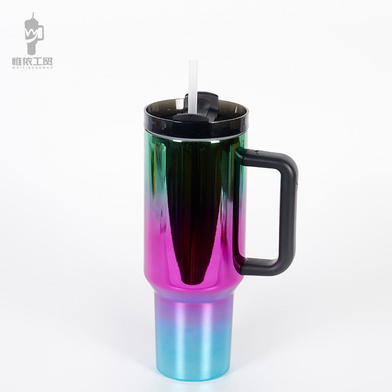 Wholesale Tumbler 40ozUV Electroplated Stainless Steel Straw Handle Ice Cup