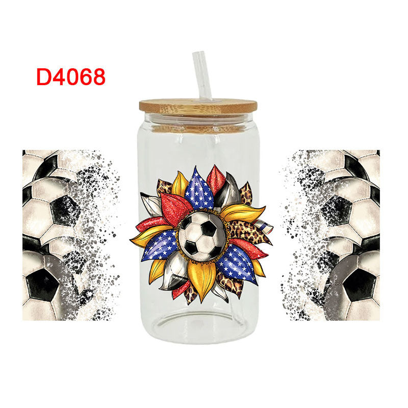 Wholesale UV Transfer Paste Glass Crystal Label 16oz Cup UV DTF Wraps 23cmX11cm