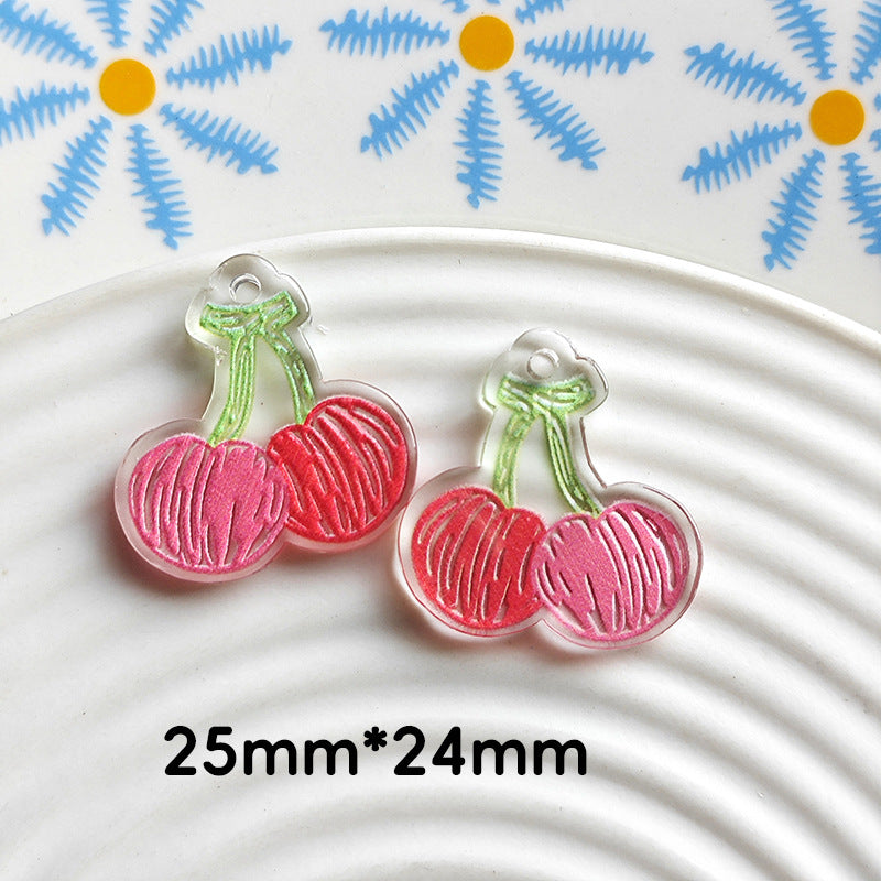 Wholesale 10pcs Double-sided bow three-dimensional relief acrylic jewelry accessories DIY pendant with holes cartoon character cute