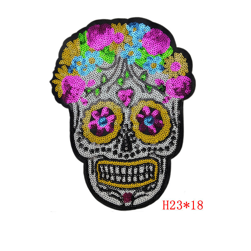 Wholesale Palm Bead Embroidery Accessories Skull Clothing Mouth Cloth Patch FS
