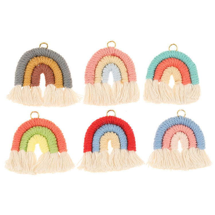 Wholesale Cotton Handwoven Tassel Rainbow Keychain Accessories