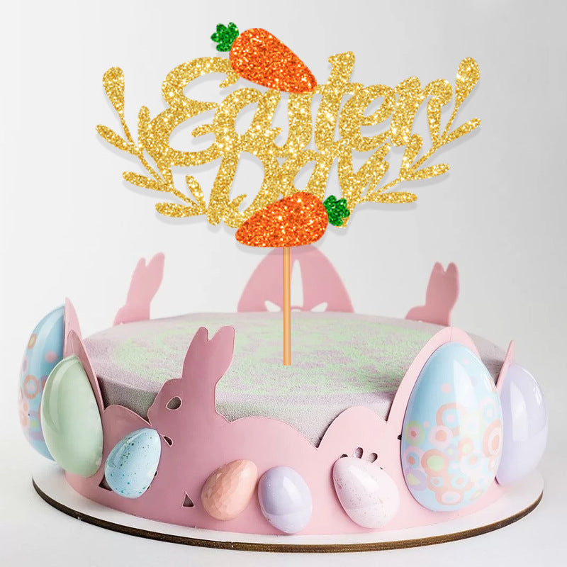 Wholesale wholesale Easter birthday cake card holder dessert decoration carrot cake decoration  plug-in