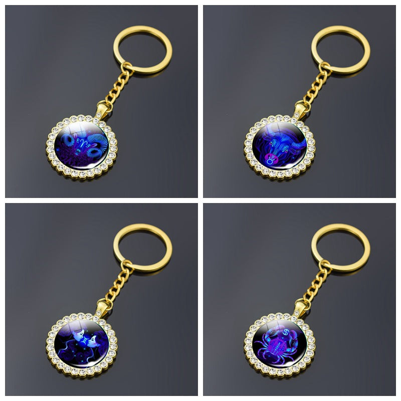 Wholesale diamond inlaid metal keychains