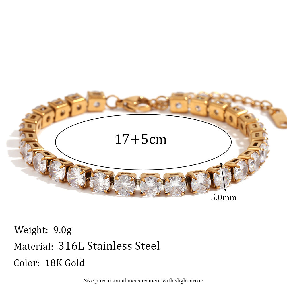 Wholesale Gold and silver zircon-set Stainless Steel Bracelets