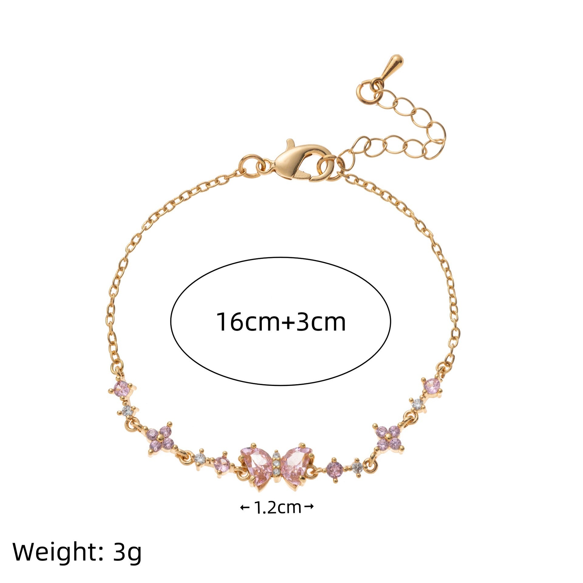 Wholesale Cute and Sweet Love Zircon Bow Bracelet