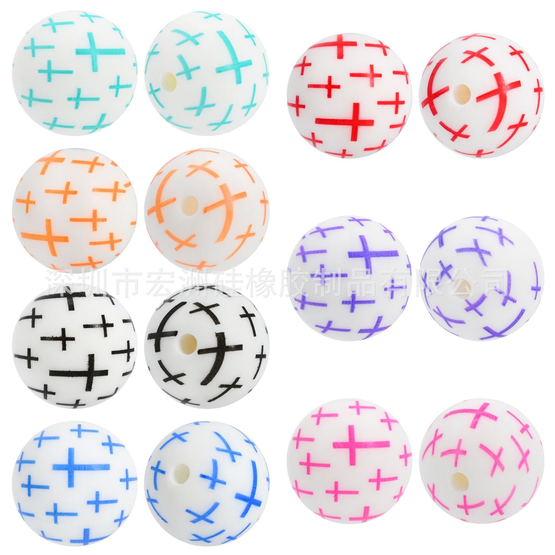 100pcs/pack Cross food grade silicone round beads DIY loose beads