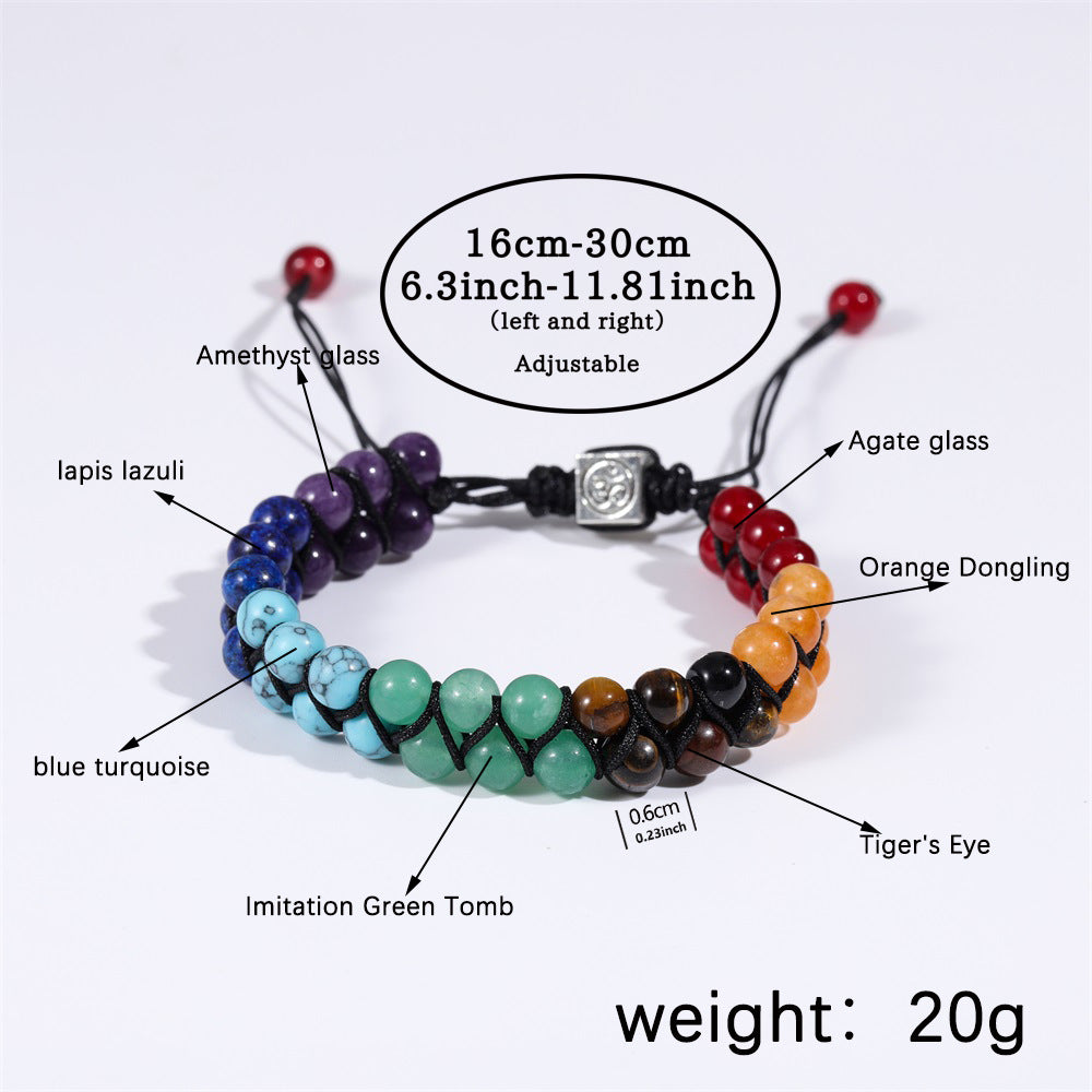 Wholesale Bohemian  Turquoise Crystal Double-Layered Hand-Woven Rope  Bracelet