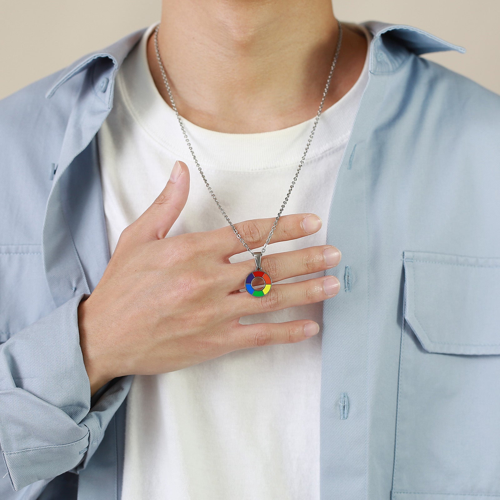 Wholesale New Arrival Titanium Steel LGBT Necklace