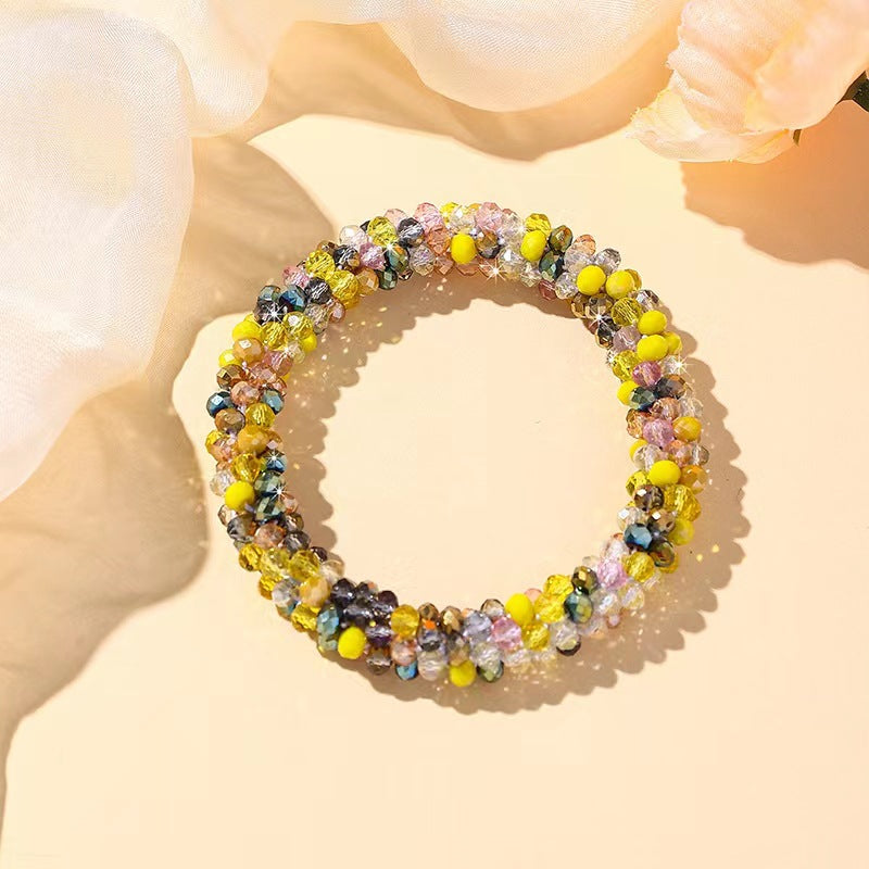 Wholesale Sequin Crystal Color Elastic Rubber Band Bracelet Dual Use