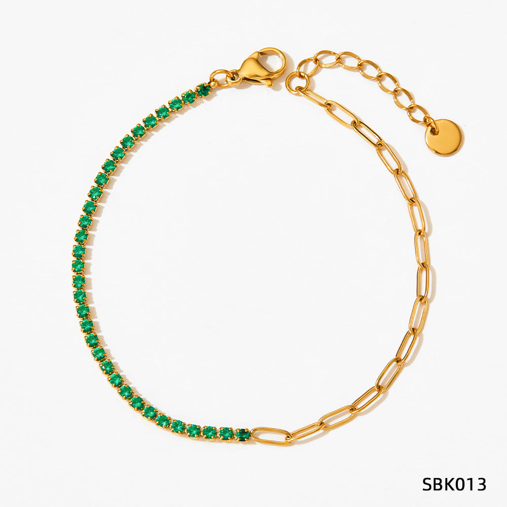 Wholesale PVD stainless steel zircon vacuum gold-plated exquisite bracelet