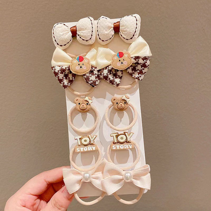 Wholesale Multi Piece Set Autumn and Winter Plush Hair Clip, Children's Coffee Color Cute Forehead Bangs Hair Clip