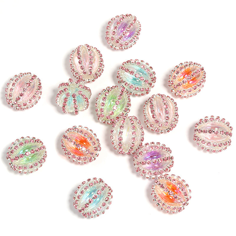 Wholesale 20pcs Burst Sparkle Rhinestone Chain Pumpkin Transparent Diamond Ball Beads DIY Accessories