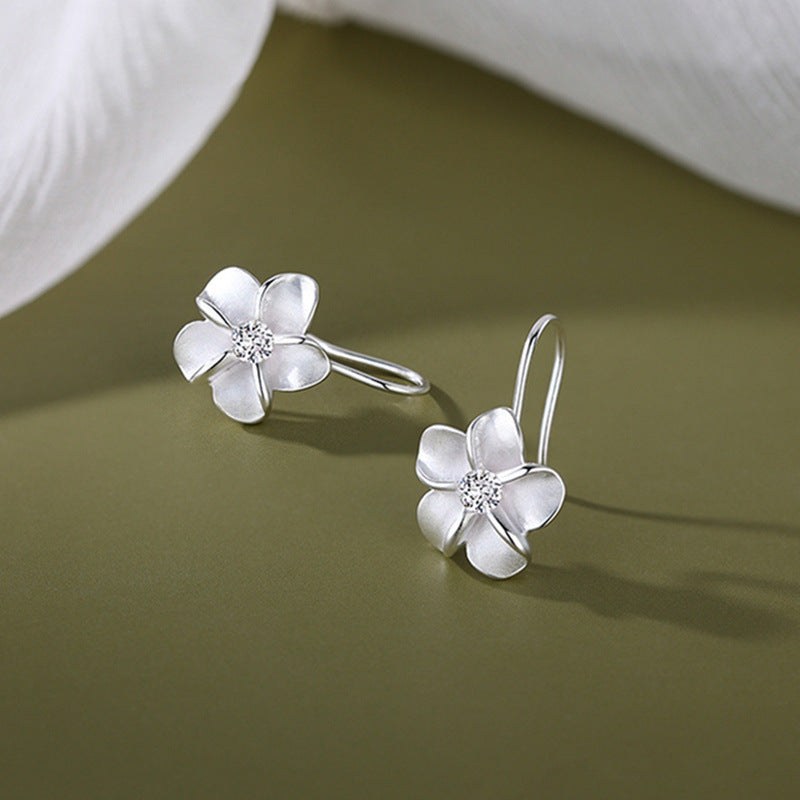 Wholesale Korean pure silver diamond inlaid flower earrings