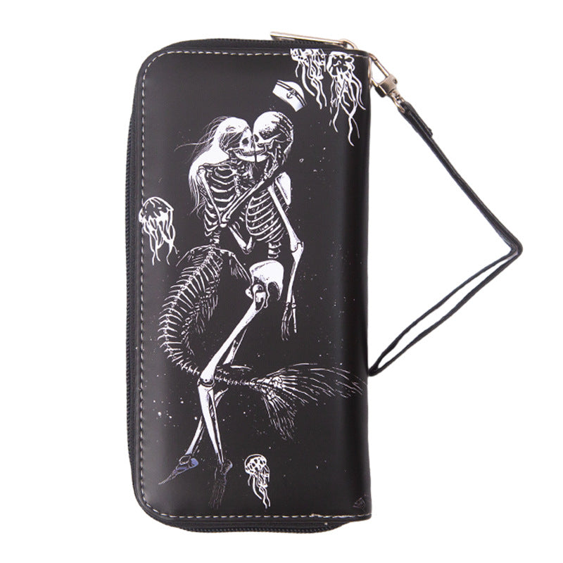 Wholesale PU Colorful Calavera Skull Long Wallet